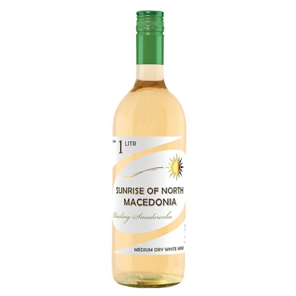 Wino Sunrise of North Macedonia Riesling Smederevka 11,5% białe półwytrawne 1000 ml